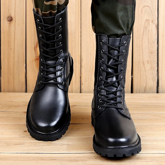 
Hiking Military Army Tactical Boots Mans Outdoor Leather High Top Desert Black Anti-Skid Land Shoes Walking Climbing Travel 