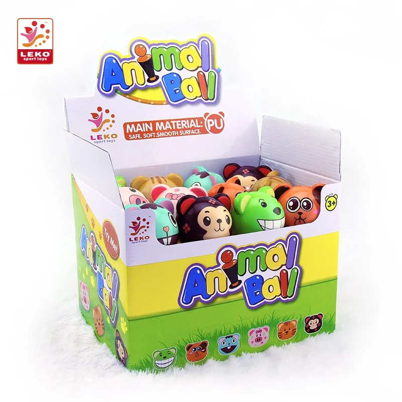 
Hot sale cartoon squishy animals small soft toy rubber ball mini PU stress ball for kids 