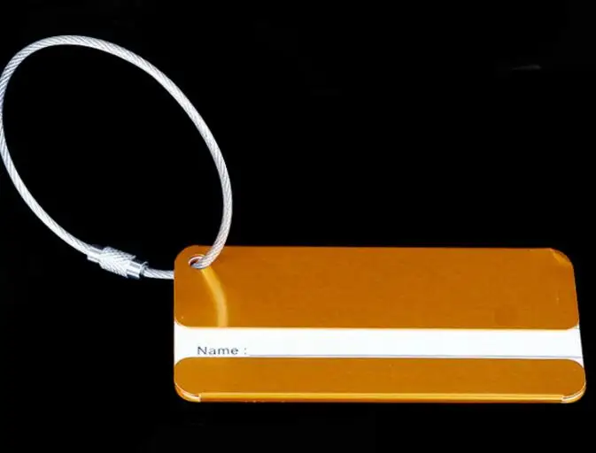 promotion gift metal aluminum travel luggage tag with stainless steel wire cable rope
