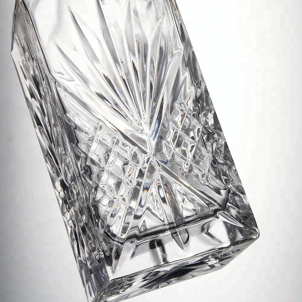 Wholesale 750ml Soda-lime Engraved Crystal Glass  Wine Whiskey Bottle Decanter Set