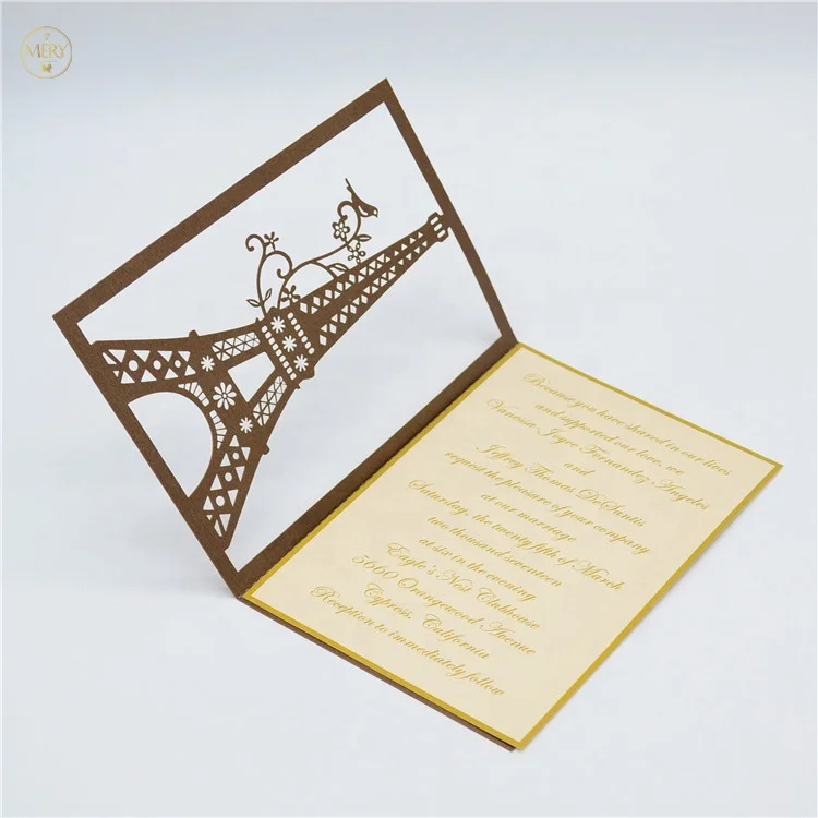 Sweet sixteen invitation laser paper cut eiffel