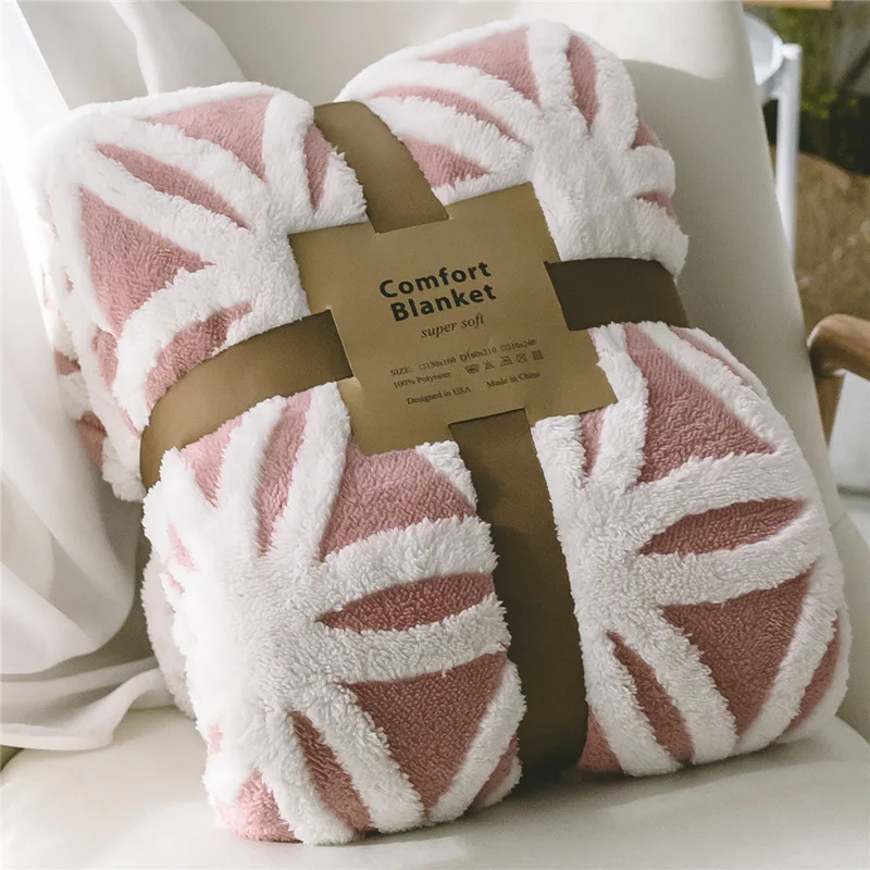 
Yutong Double Side Warm Thick Sherpa Throw Blanket Plush Jacquard Snowflake Pattern Soft Thick Blanket For Couch Sofa Bed 