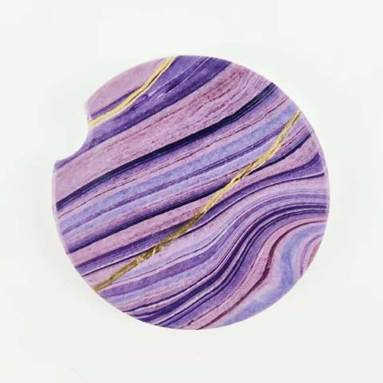 hot sale Customer Logo absorbent Round Plated cheap ceramic stone car coasters