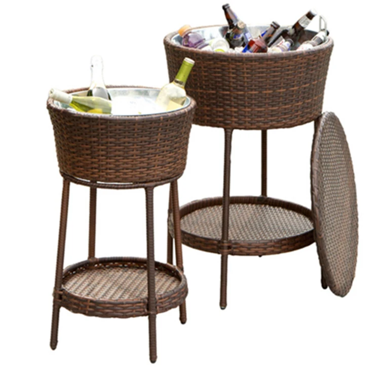 Plastic round bar cooler table outdoor ice bucket table weather resistant