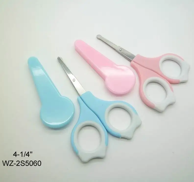 stainless steel material blade with plastic handle type kids scissors small size mini sewing scissors and nail clipper