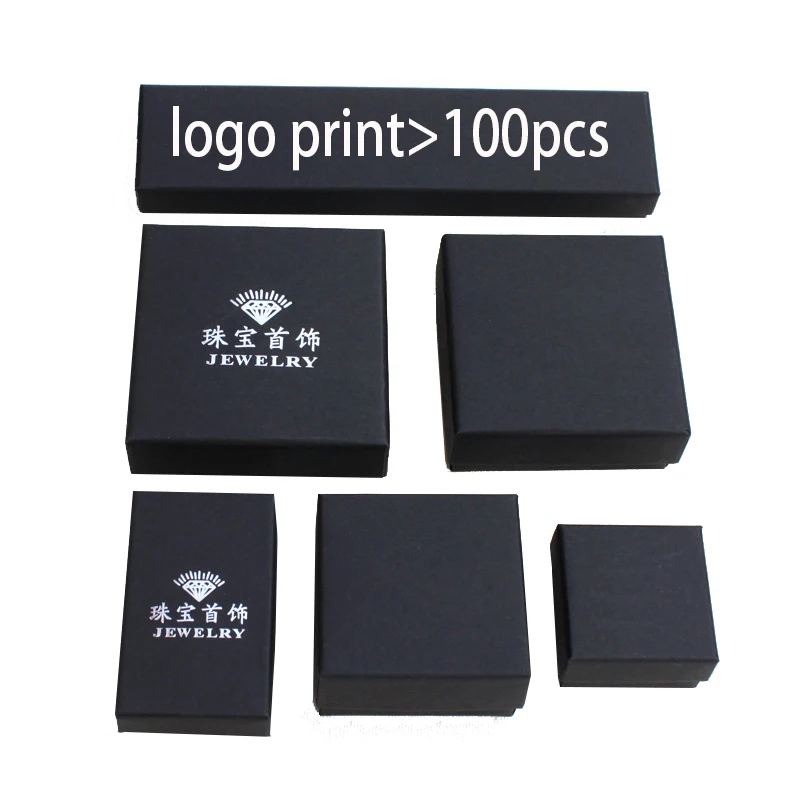 custom logo gold foil and uv printing embossed with sponge inside black kraft packaging cardboard paper jewelry boxes