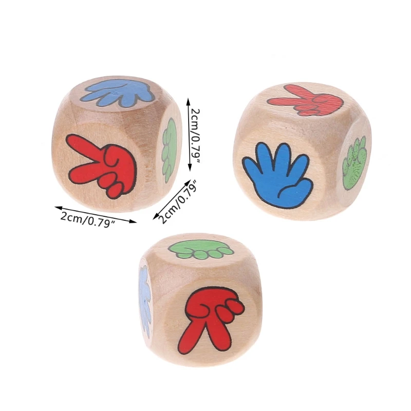 Drinking Dice Rock Paper Scissors Finger-Guessing 20mm Wooden Game Dice Bar Toy Accessories