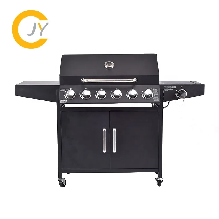 Outdoor Camping Cooking BBQ Grill Stainless Steel 6+1 Burner TableTop Propane Gas Grill