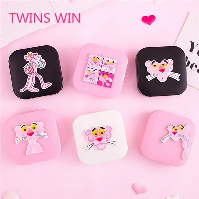 2018 Canada Summer promotional gift circle lenses case hot selling China lenses box Pink Panther Design Contact lens box