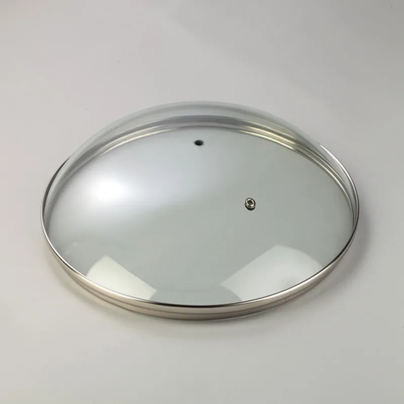 4mm glass lid pan glass lid G type tempered glass lid with 201ss rim and bakelite knob handle for pan frying pan