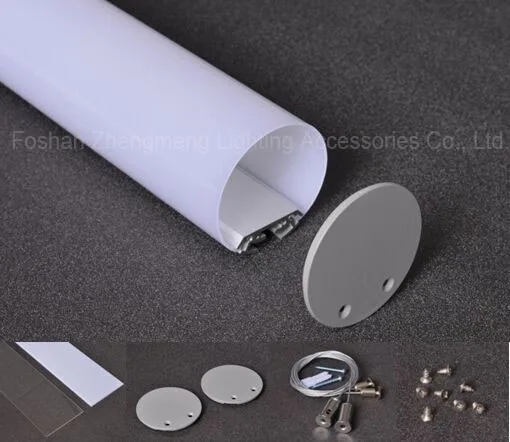 60mm Round led profile aluminum tube, suspended round shape lighting aluminum profile