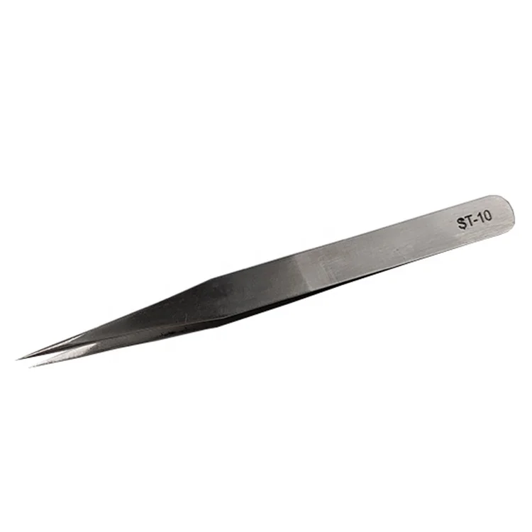 
ST-10 Straight Non Magnetic Industrial Stainless Steel Chip ESD Tweezer Tools For Mobile Phone 