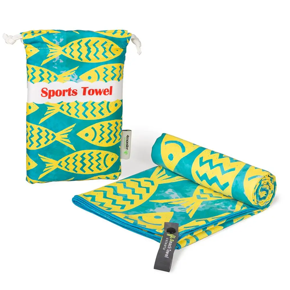 4monster factory best seller wholesale custom printing wave type microfiber beach towel fabric