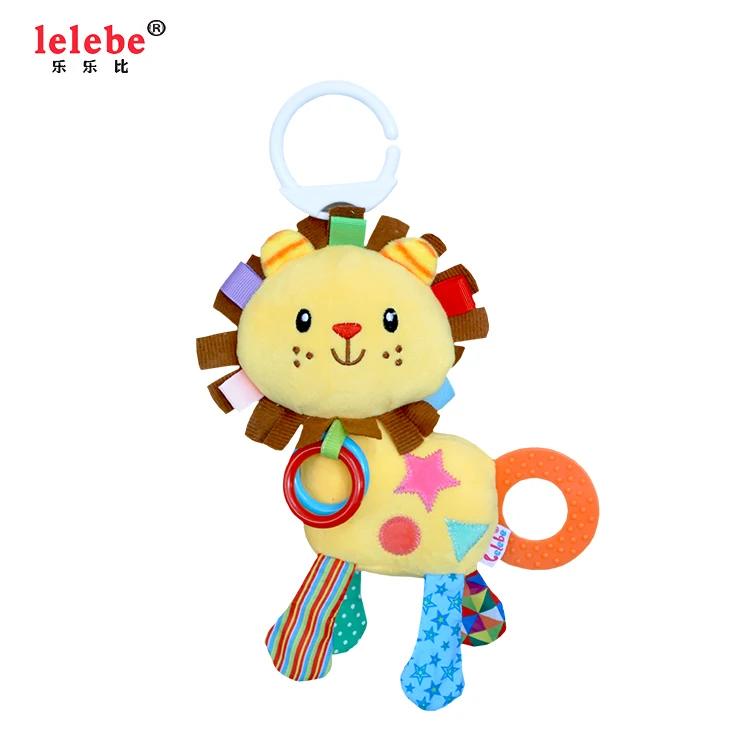 Baby teether doll 2022 OEM wholesale infant rattle plush stuffed toy animals soft doll kids musical multifunction toy