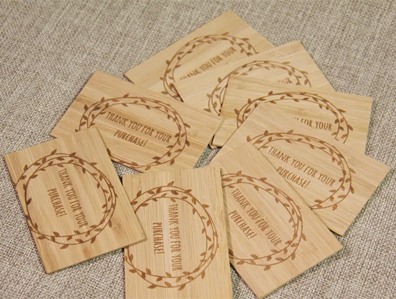 Thank you card Bamboo Wood cheap handmade laser engraved card