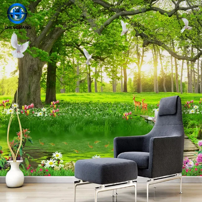 High quality non self adhesive bedroom wallpaper/wall paper in china colorful mural