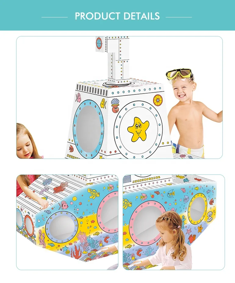 creative graffiti submarine model intelligent toy painting 3d graffiti coloring cardboard diy doolle toy for kids