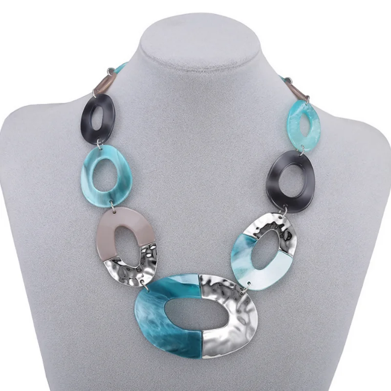 Модные ювелирные украшения геометрическая форма акриловая красочная резиновая цепочка ожерелье