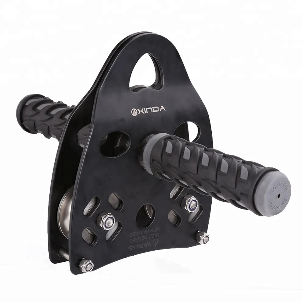 XINDA 45kN climbing  pulley with handle for  tyrolean traverse crossing