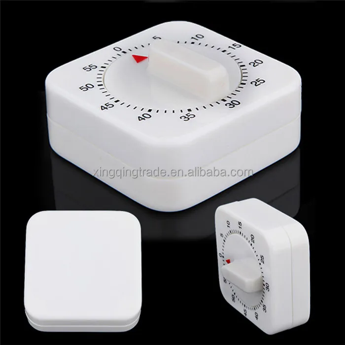 60 Minutes Kitchen Timer Count Down Alarm Reminder White Square Mechanical Timer for Kitchen