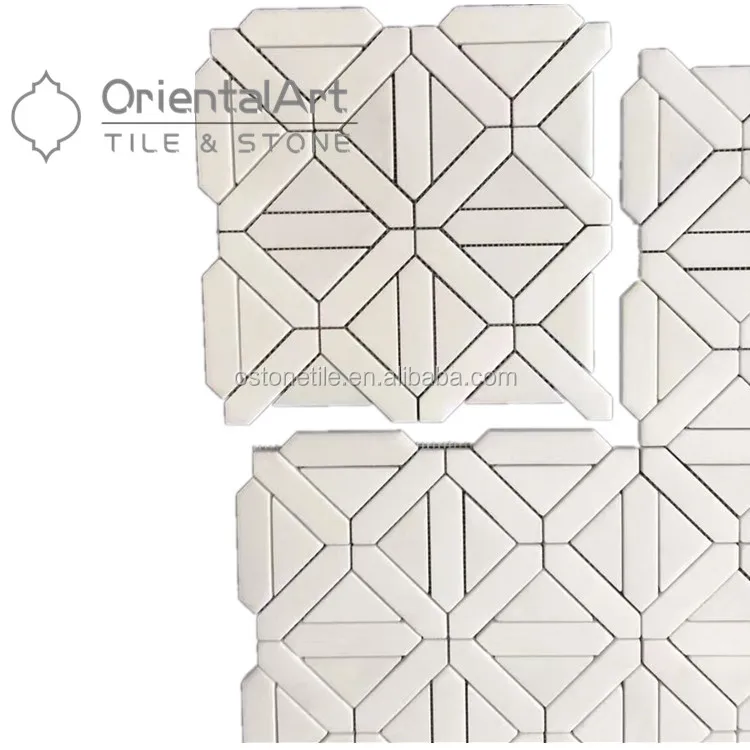 Greek crystal white mixed ming green dots polished pinwheel mosaic