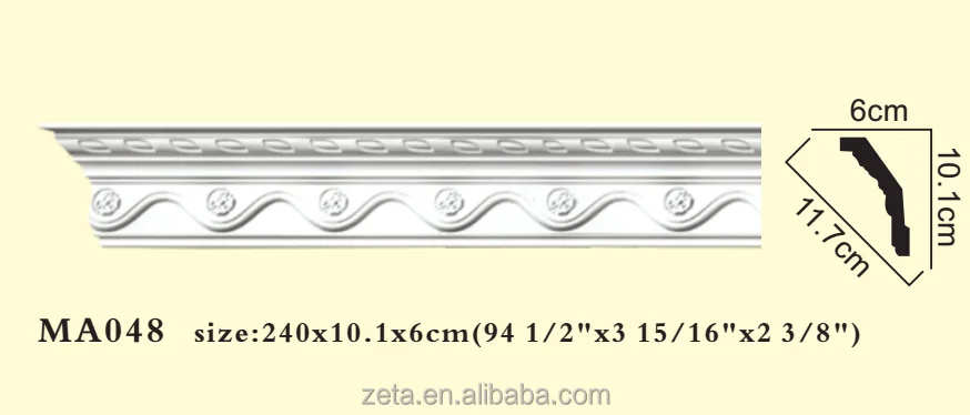 Traditional designs eco-friendly green material decoration PU crown mouldings cornice trim