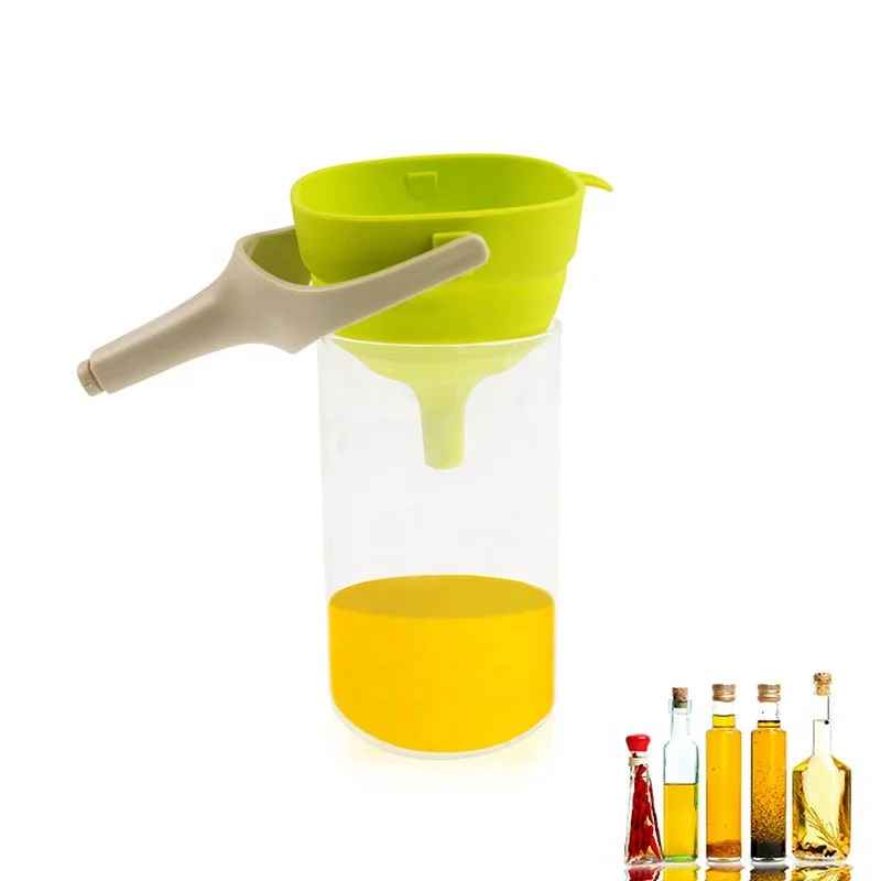 3 Pieces Kitchen Accessories Gadget Silicone Collapsible Oil Funnel Kitchen Folding Funnel for Liquid Transfer
