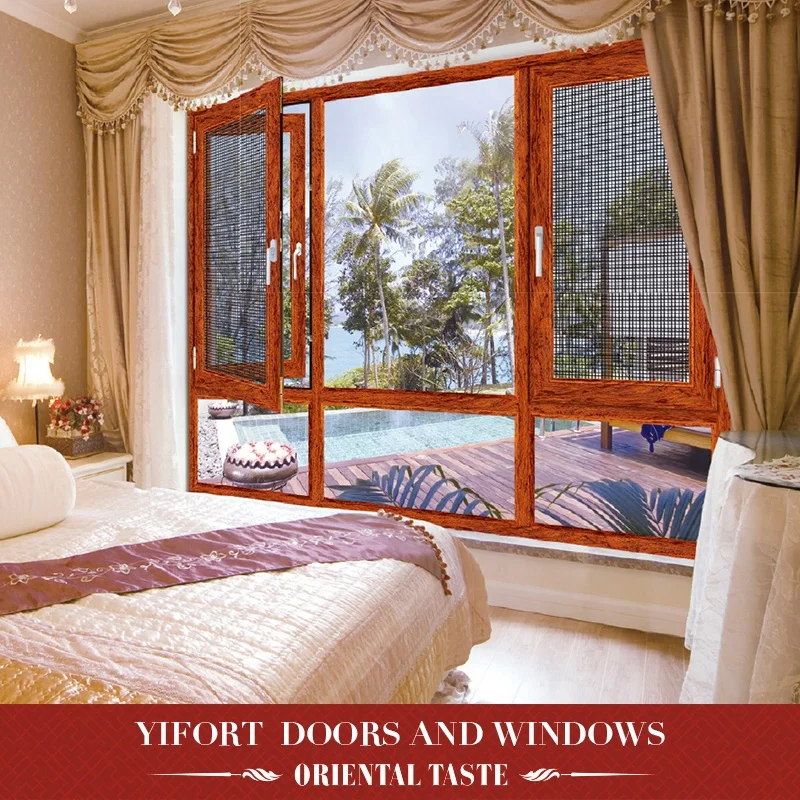 
import projected double glazed aluminium windows with mosquito net china foshan 