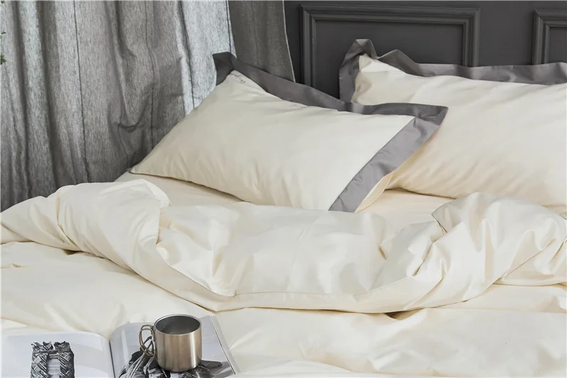 Supplier Cotton Satin Bed Cover China Woven 60 Solid 100% Cotton Grade a Sheet, Pillowcase & Duvet Cover Sets Embroidered 4 Pcs