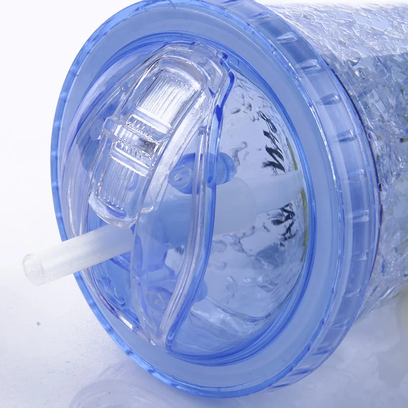 
Mikenda BB001 Double Wall Plastic Freezer Frosty Frozen bottle ice cup WIth Straw 