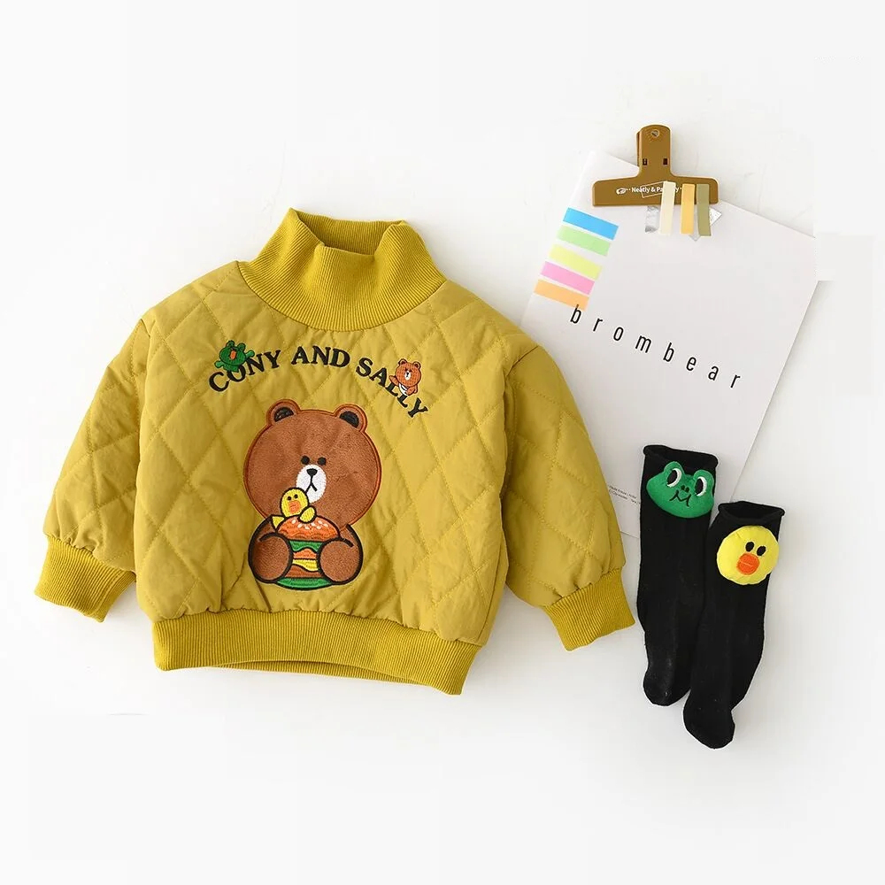 
Wholesale winter outerwear for children baby coats cartoon embroidery cotton jacket 