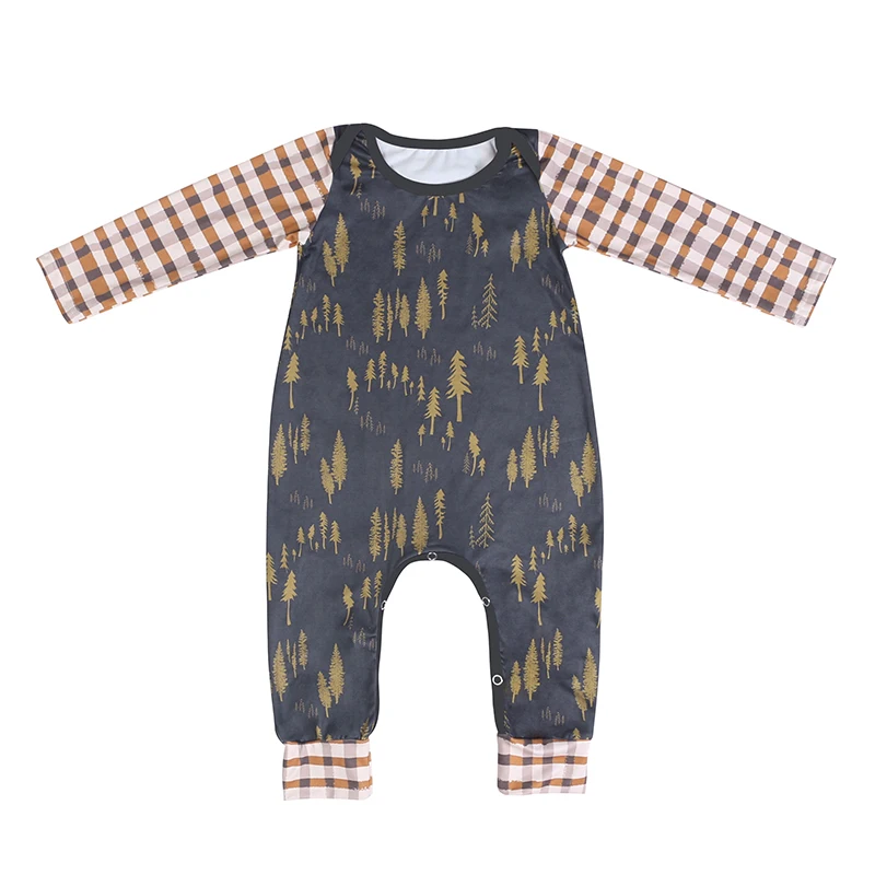 Fall Wholesale Newborn Baby Clothes Bull Skull Printed Long Sleeve Baby Boy Romper