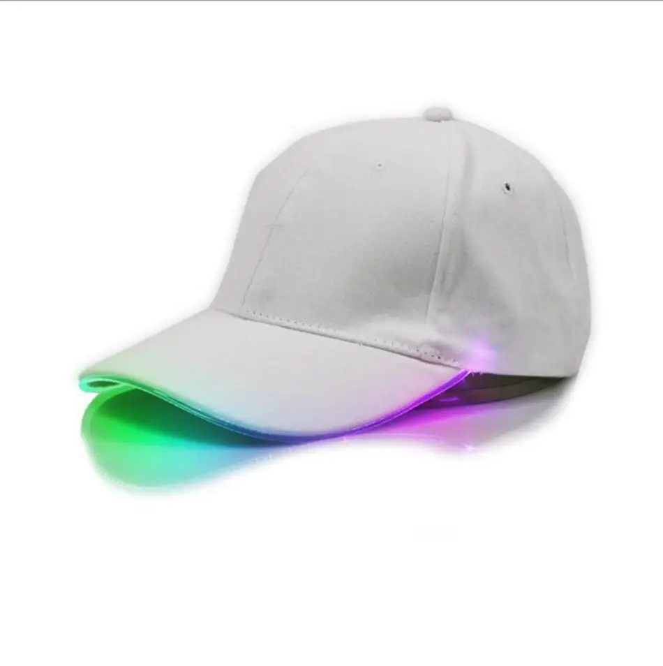 Hot New LED Baseball Caps Cotton Black White Shining LED Light Ball Caps Glow in Dark Adjustable Snapback Hats Luminous Party