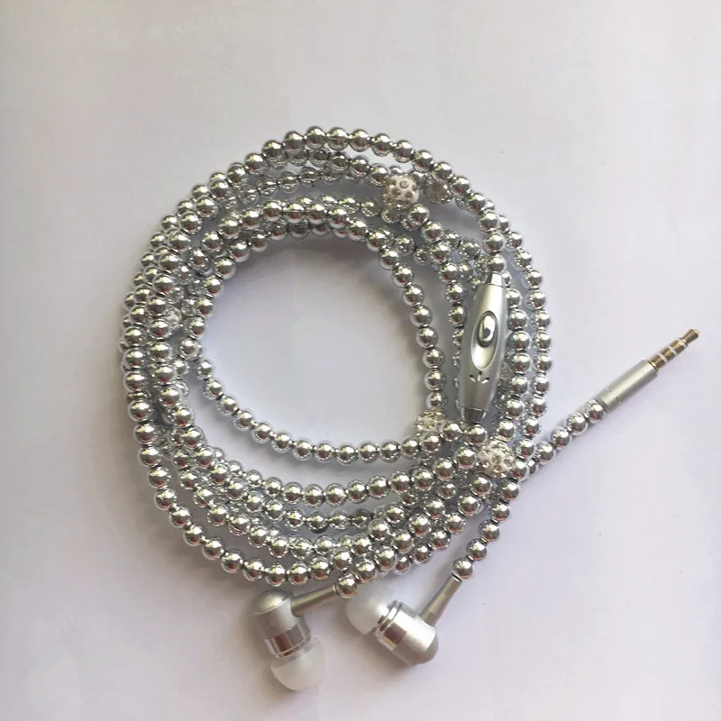 Hot Fashion  Jewelry Pearl Necklace Earphone Heavy Bass HIFI Earbuds Stereo Music headphones
