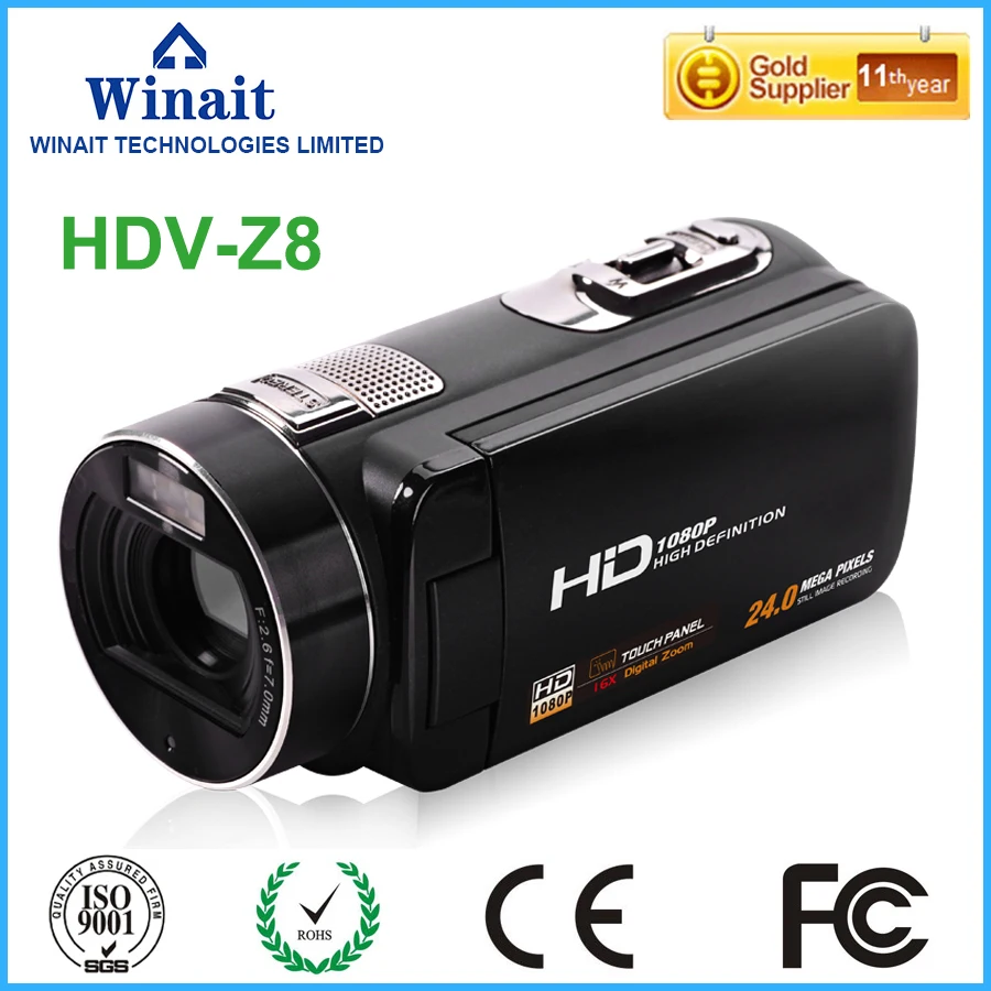 Hight-guality and popular 24MP full hd 1080p digital video camera HDV-Z8 with 3.0' TFT display 16x digital zoom