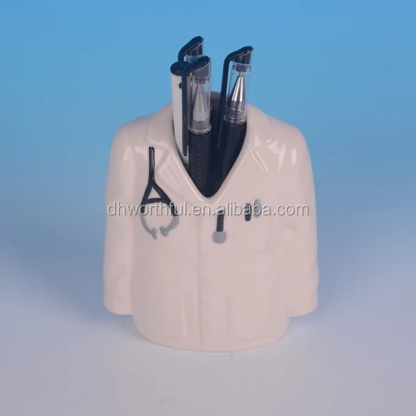 Новый стиль керамический персонализированный держатель для ручек с докторской формой тканевый