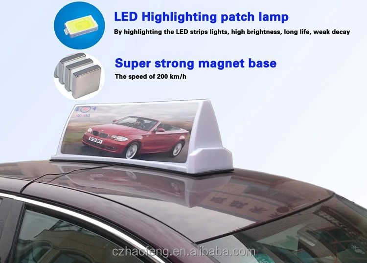 Strong magnet taxi roof top signs led light insdide taxi top light