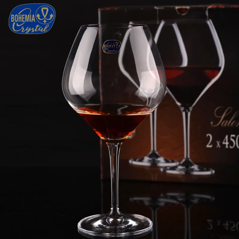 Wholesale Lead-Free Crystal Wine Glass Clear Luster Bohemia Goblet Glassware Creative Unique Gold Stem Red Wine Glass