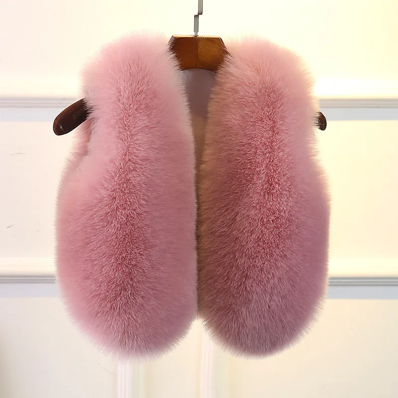 Детский меховой жилет B22800A, жилет из искусственной лисьей шерсти, куртка, жилеты