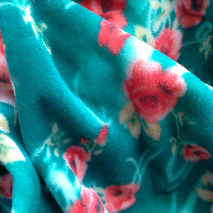 
New design baby velvet fabric with soft and smooth handy feeling with quietly elegant flower pattern for blanket upholstery 