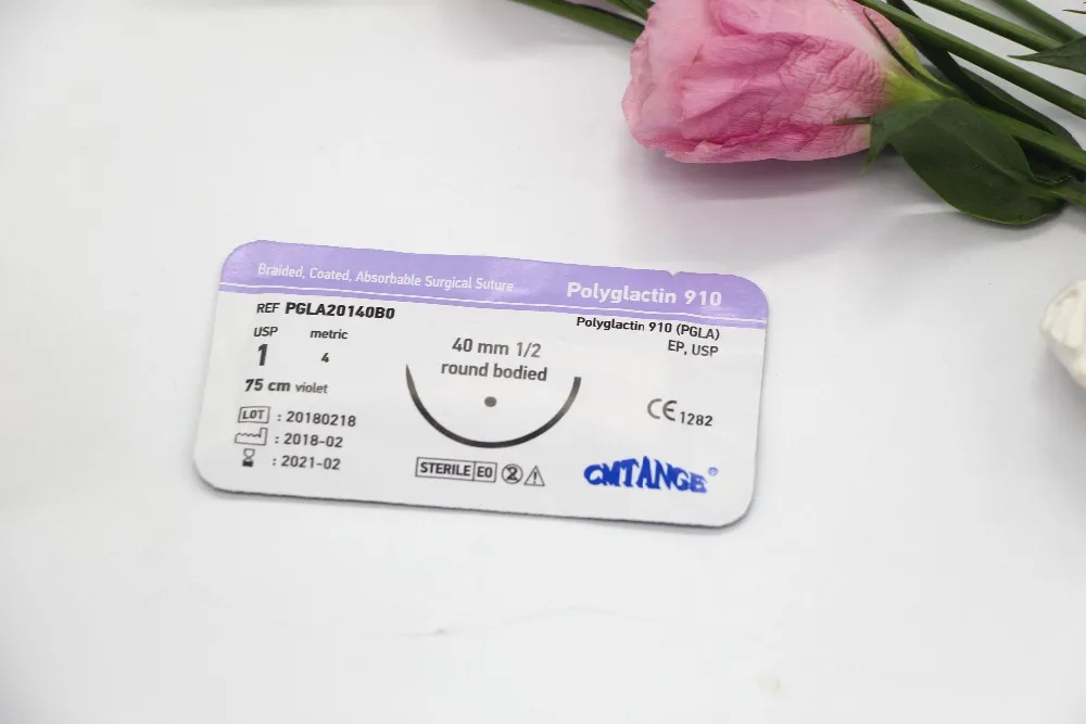Good price Sterile polyglactin 910 suture kit Non Absorbable Surgical Sutures with Needle CE ISO  USP6/0-2/0  USP0-3