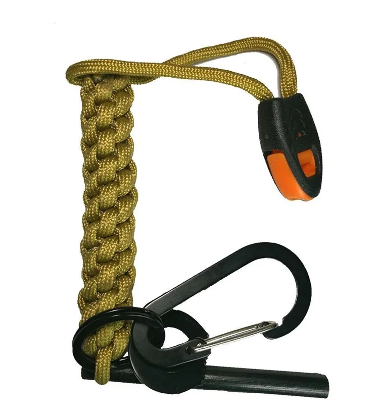 Outdoor Survival Magnesium Flintstones Ferrocerium Rod Flint Fire Starter Paracord keychain