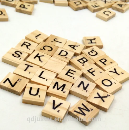 
100 pcs Wooden Alphabet Tiles Black Letters & Numbers For Kid Child 