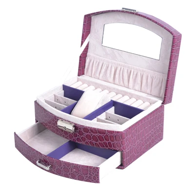 Выход пользовательские pu кожаный чехол деревянный MDF шкатулки ювелирные изделия упаковка для женщин