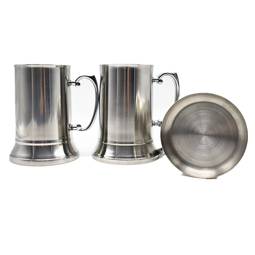 Low MOQ  Mirror polish double wall stainless steel beer tankard mug
