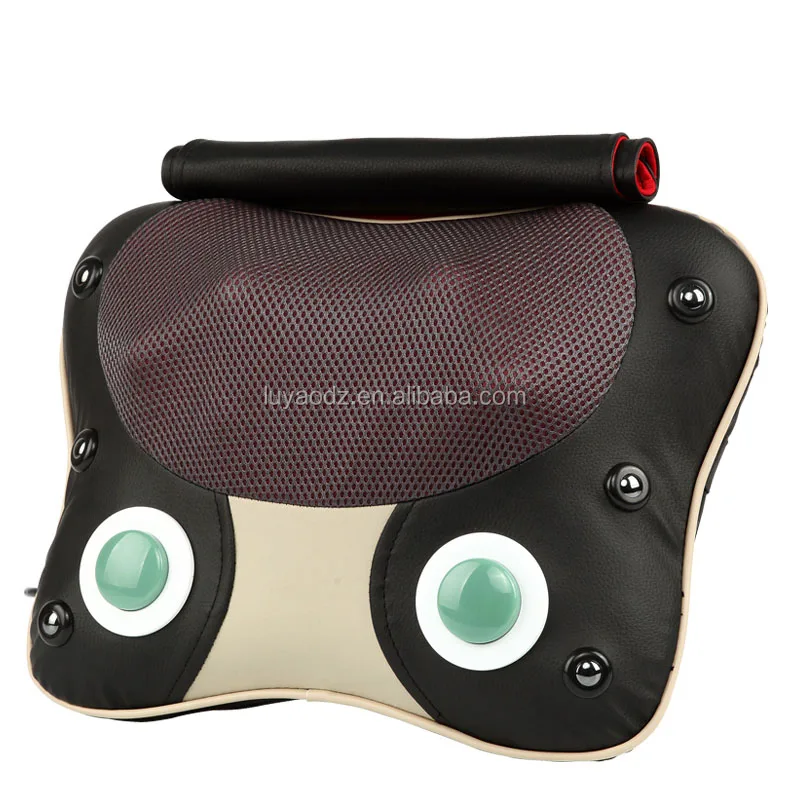 Hot deep-sea magnet stone back neck shiatsu and tapping massage pillow with heating  LY-737A