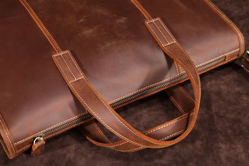 Портфель мужской из лошадиной кожи, кожаный мессенджер на плечо в деловом стиле, вместительная сумка для компьютера