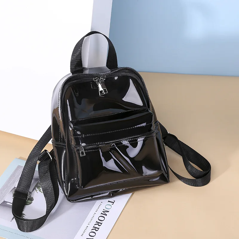 mini female backpack PVC clear student bag 2018 new plastic transparent jelly backpack