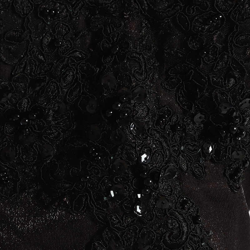 Off the shoulder long gowns party wear hot sale beaded black evening dress