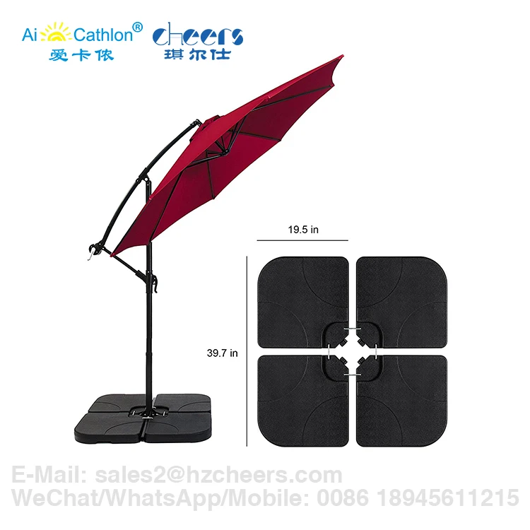 Heavy Duty Water or Sand Filled Parasol Stand Beach 4-Piece Plastic Parasol Outdoor Umbrella Bases Weight